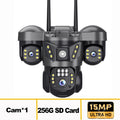 15MP 8K WIFI IP Camera 10X Zoom Triple Lens Outdoor Triple Screen PTZ Cam Waterproof CCTV Auto Tracking Security Surveillance
