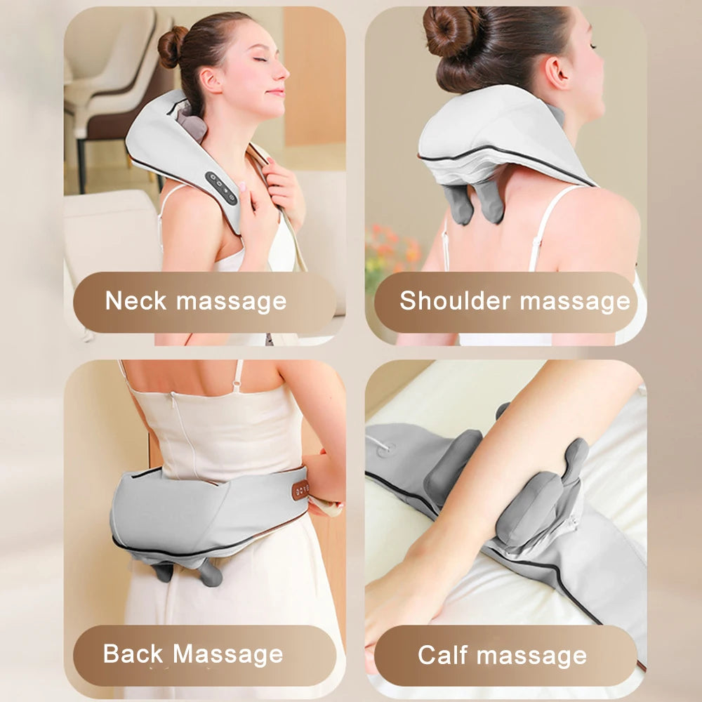 USB- Deep Tissue Massager with Heating & Portable Heating - Wireless Full Body Suitable for Neck, Back, Shoulders, Legs