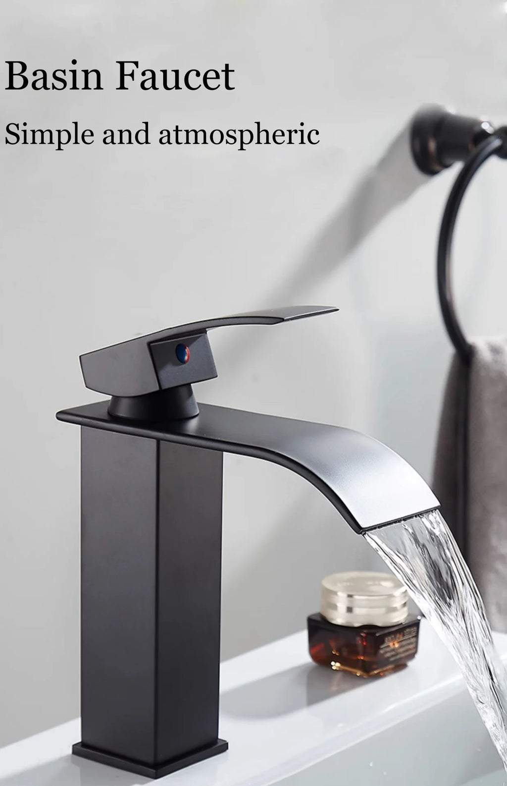 Bathroom Copper Core Waterfall Basin Faucet Stainless Steel Kitchen Wash Basin Hot and Cold Dual Control Faucet