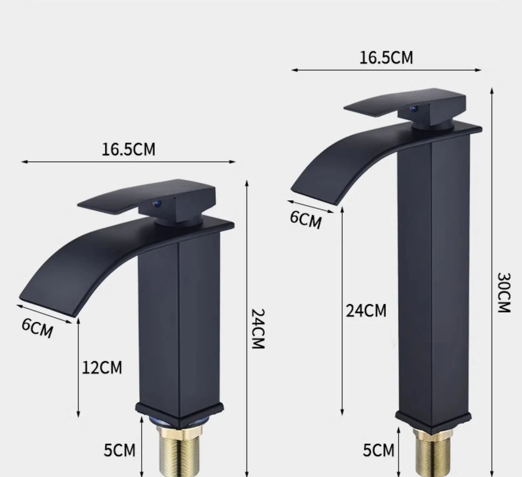 Bathroom Copper Core Waterfall Basin Faucet Stainless Steel Kitchen Wash Basin Hot and Cold Dual Control Faucet