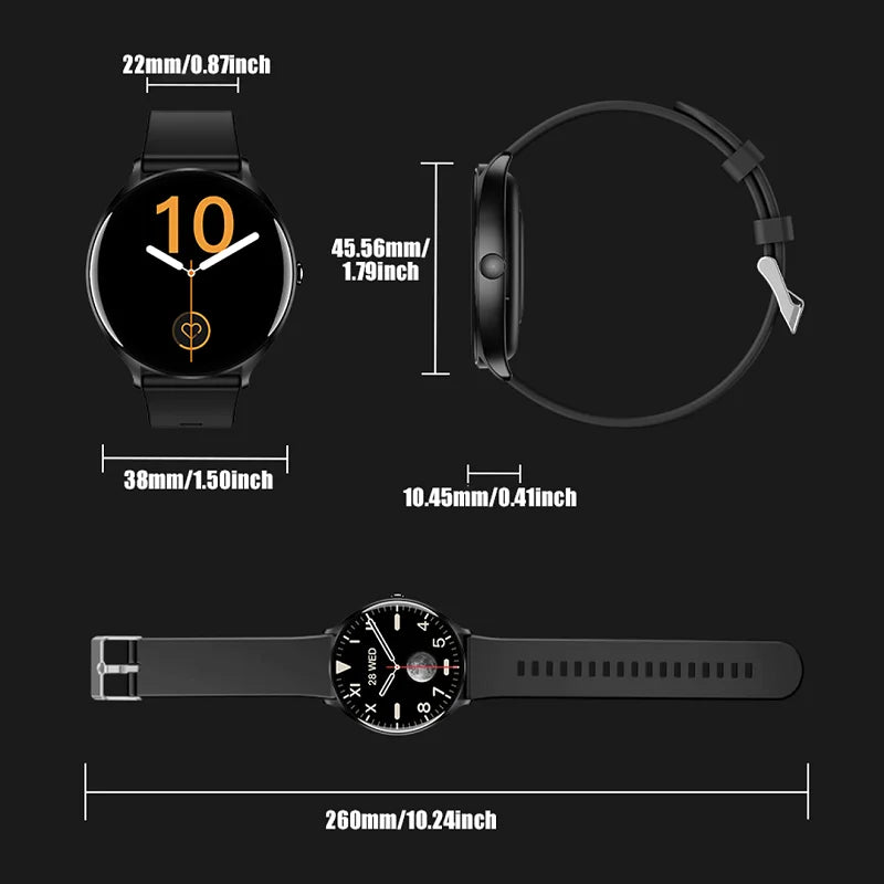 Smartwatch Round Screen 1,38 "Touch Sports Modes Calls and Messages Gift Men Women