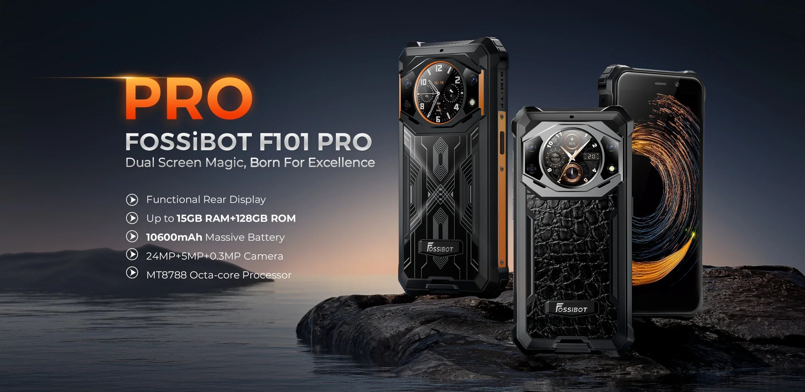 FOSSiBOT F102 Rugged Smartphone 16500mAh 20GB+256GB Android 13 Cell Phone 120HZ 6.58 FHD+IPS Display  Helio G99 Mobile Phone NFC