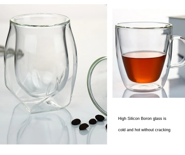 Whiskey Tasting Glass Set of 2, Double Walled Snifter, Clear Glass for Parties Bars and Home Gatherings, Dishwasher Safe
