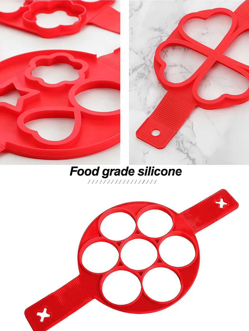 Egg Pancake Ring Nonstick Pancake Maker Mold Silicone Egg Cooker Fried Egg Shaper Omelet Moulds for Kitchen Baking Accessories