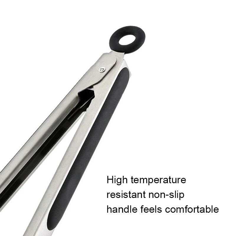 9/12/16 Inch Long Bbq Tongs Non-Slip Handle Stainless Steel Fried Barbecue Clip Salad Bread Clamp Kitchen Tools Meat Food Clip