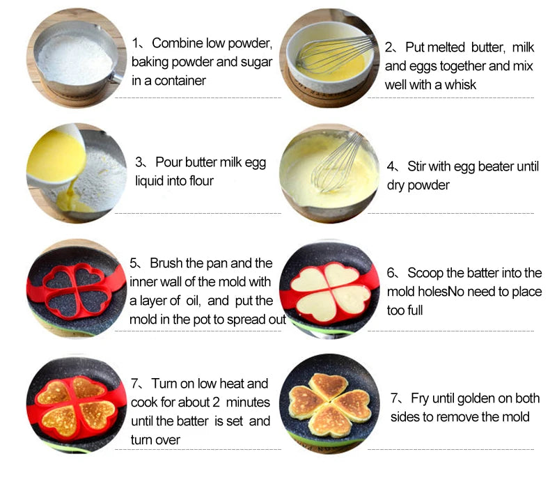 Egg Pancake Ring Nonstick Pancake Maker Mold Silicone Egg Cooker Fried Egg Shaper Omelet Moulds for Kitchen Baking Accessories