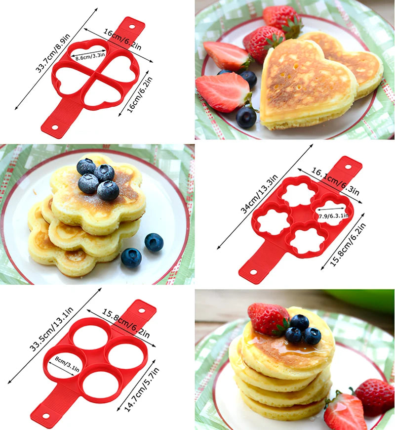 Egg Pancake Ring Nonstick Pancake Maker Mold Silicone Egg Cooker Fried Egg Shaper Omelet Moulds for Kitchen Baking Accessories