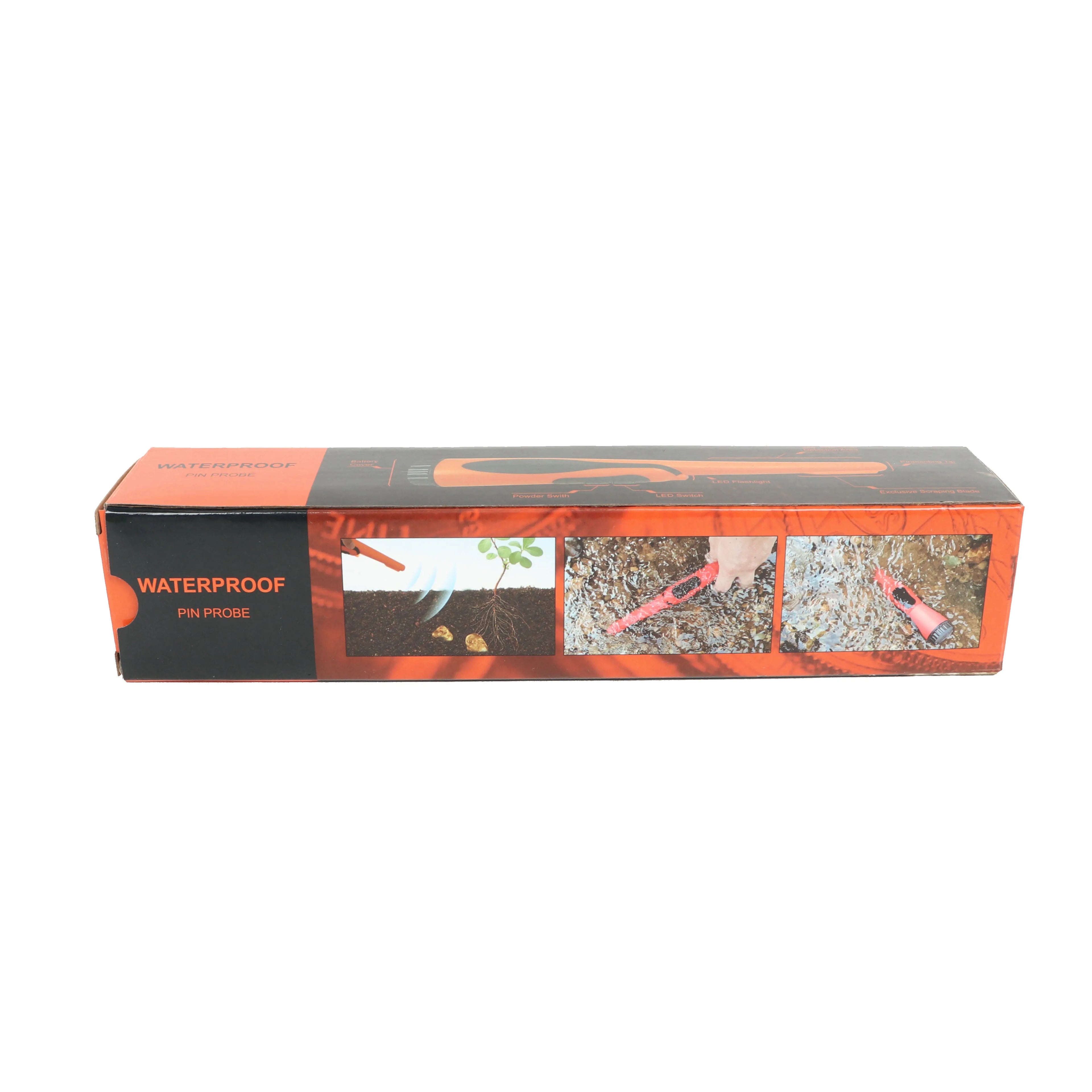 Fully Body Waterproof Handheld Metal Detector Underwater Pin Pointer Three Mode With Portable LED Light Black Orange Red RZX-520