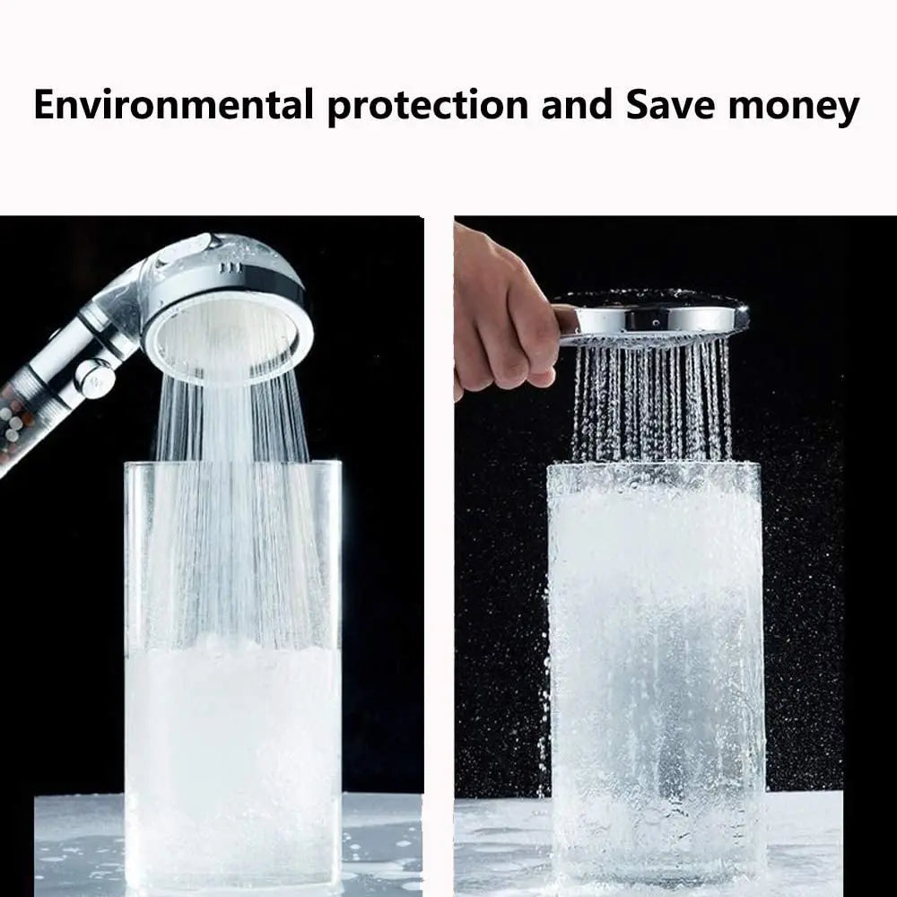 Mineral Balls 3 Modes High Pressure Shower Head with On/Off Switch Filter Water Saving Handheld Showerheads Bathroom Accessories