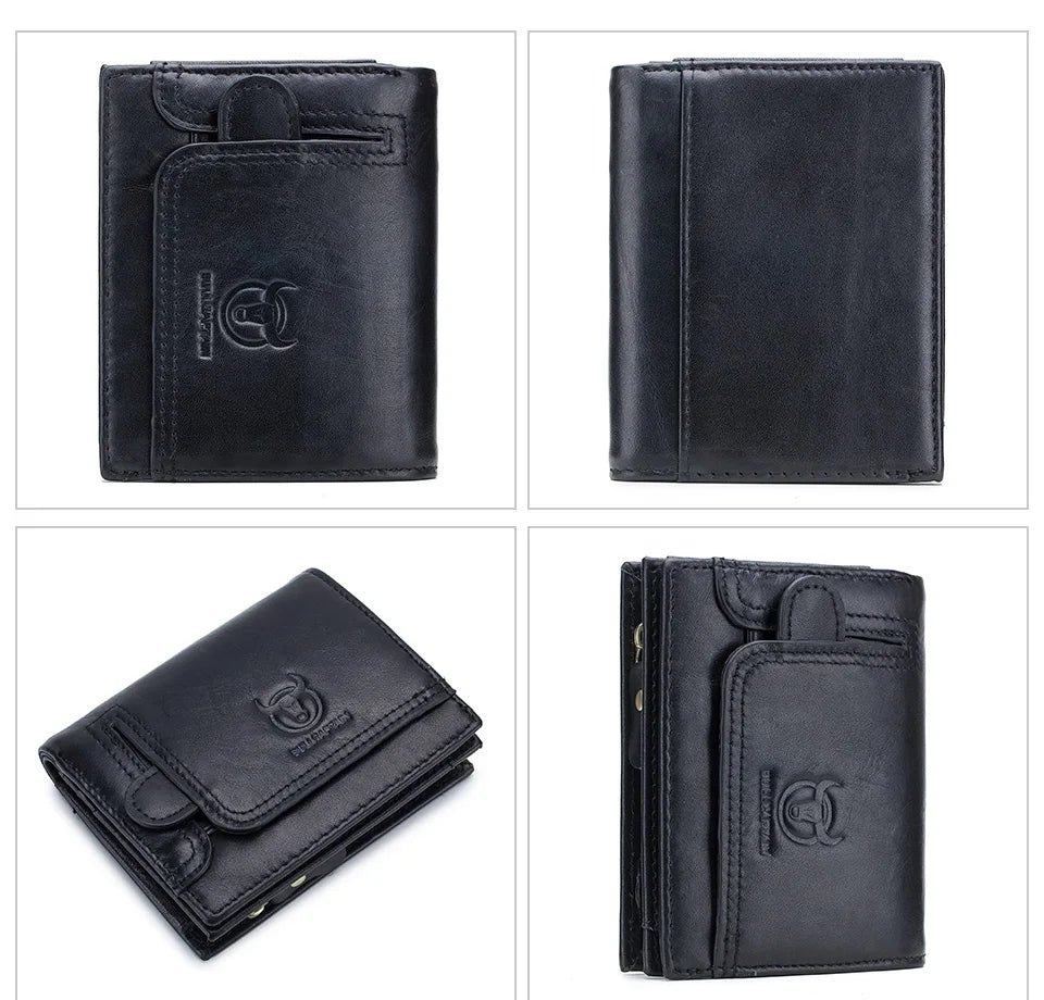 BULLCAPTAIN 100% Genuine Leather Men's Rfid Wallet Multifunctional Storage Bag Coin Purse Wallet Card Case