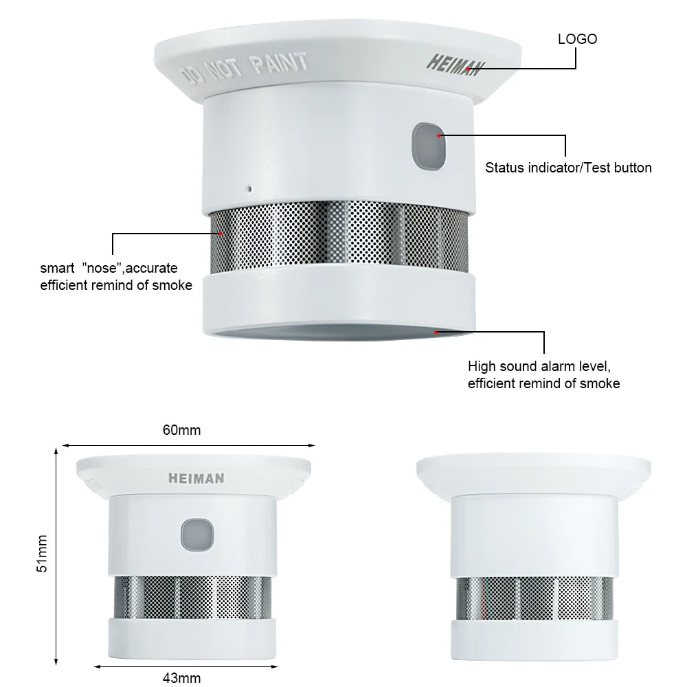 HEIMAN independent fire alarm smoke detector home high sensitivity safety protection system Wireless sensor mini Portable