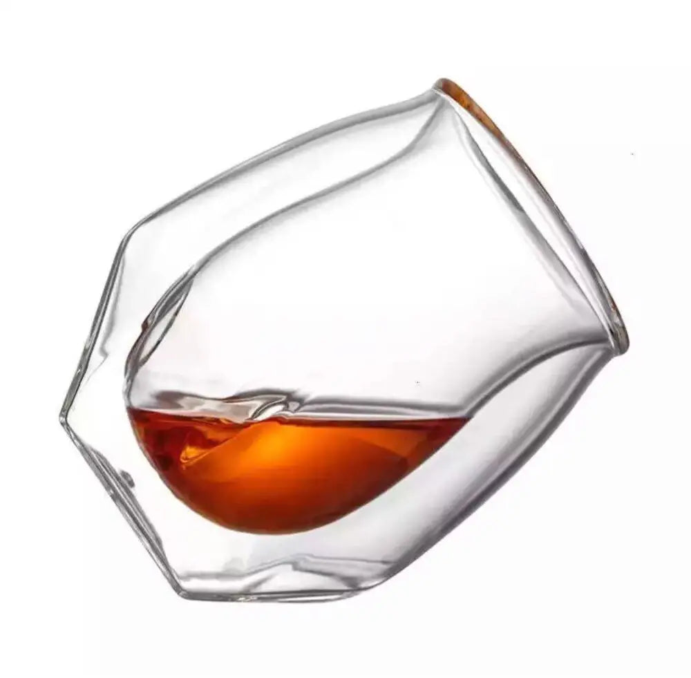 Whiskey Tasting Glass Set of 2, Double Walled Snifter, Clear Glass for Parties Bars and Home Gatherings, Dishwasher Safe