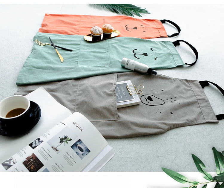 Cartoon Bear Kids Adult Aprons Woman kitchen apron BBQ Bib Baking Parent Child Painting Interest class Apron Home Cleaning Tools