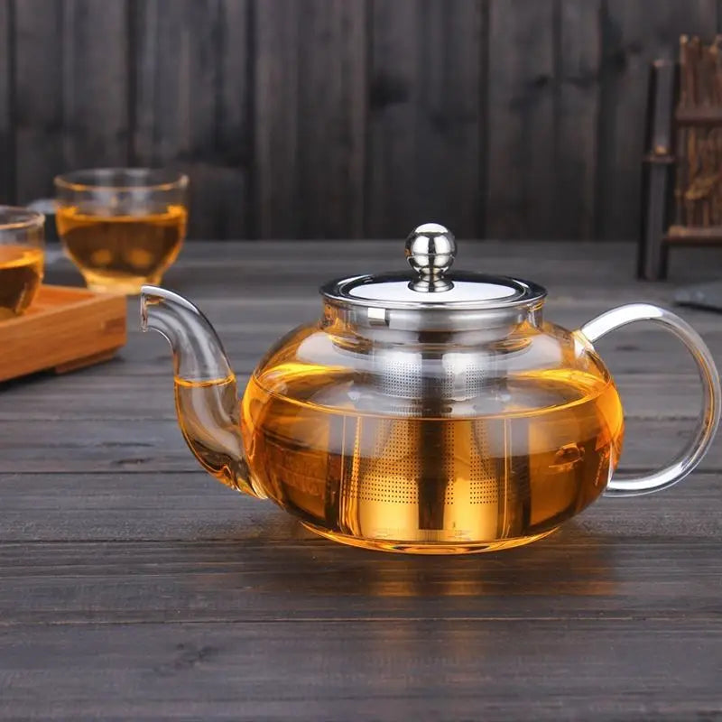 High quality Teapot Heat Resistant Glass Pot Flower Tea Set Kettle Coffee Tea Pot Drinkware Set Stainless Steel Strainer Tea pot