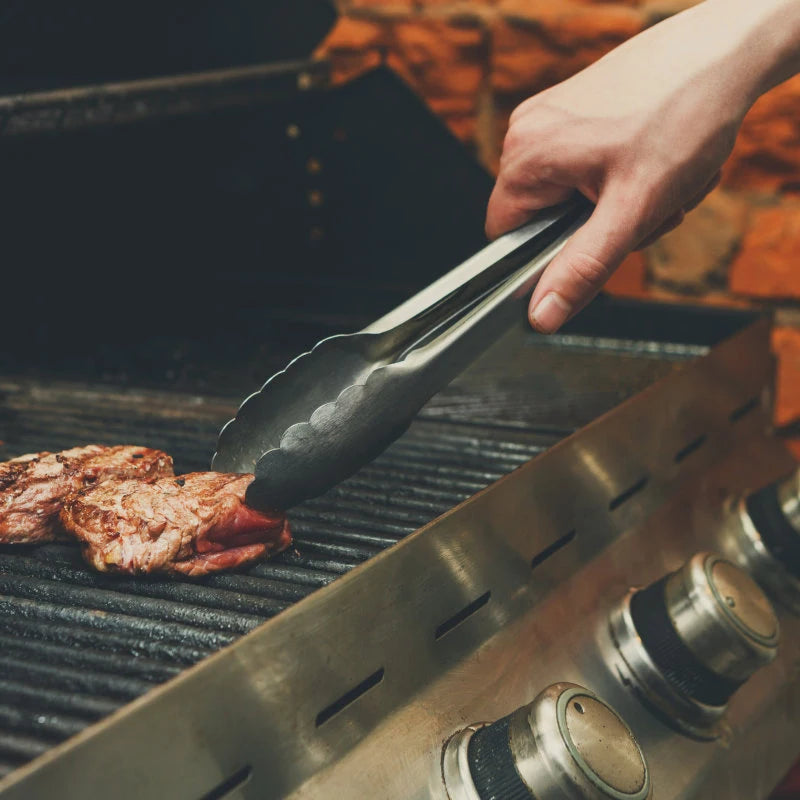 9/12/16 Inch Long Bbq Tongs Non-Slip Handle Stainless Steel Fried Barbecue Clip Salad Bread Clamp Kitchen Tools Meat Food Clip