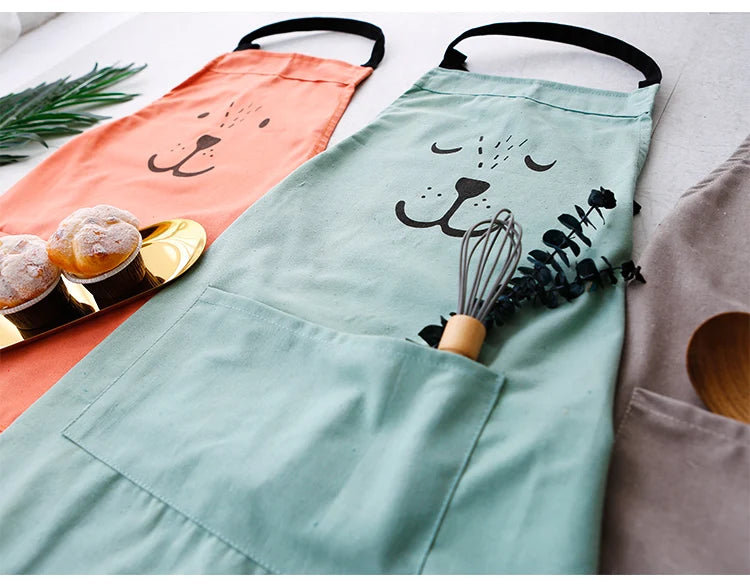 Cartoon Bear Kids Adult Aprons Woman kitchen apron BBQ Bib Baking Parent Child Painting Interest class Apron Home Cleaning Tools