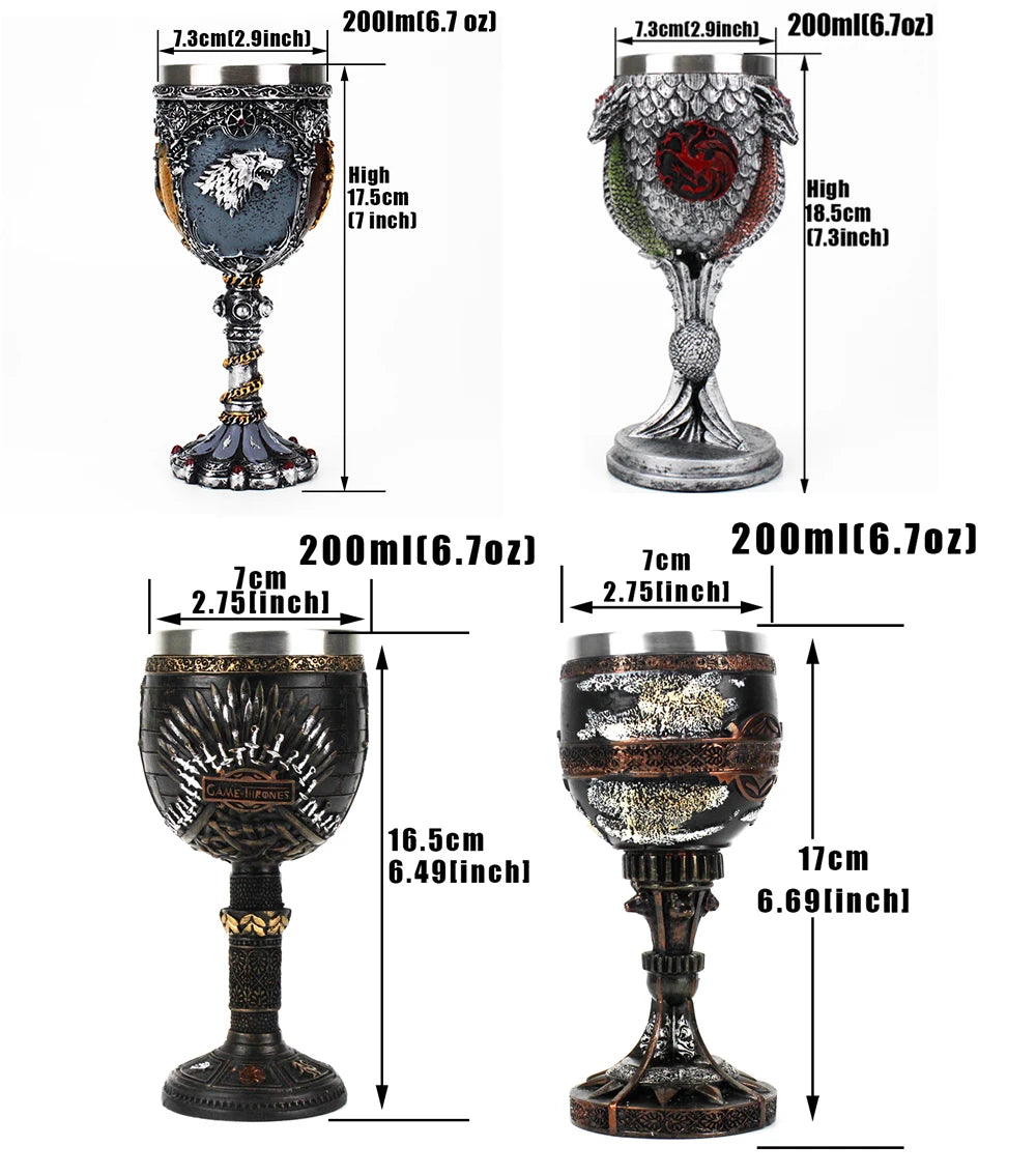 GOT Mug Goblet Stainless Steel Resin 3D Beer Tankard Wine Glass Mugs 600ml 400ml 200ml Party Drinkware Decoration Christmas Gift