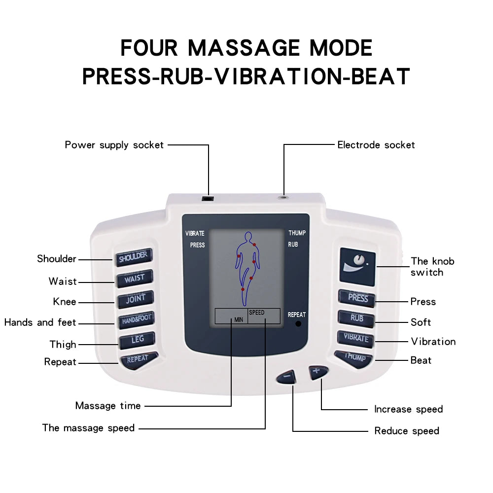 Full Body Tens Muscle Electrostimulator EMS Acupuncture Therapy Massage 16pads Digital Meridian Physiotherapy Apparatus Full Set