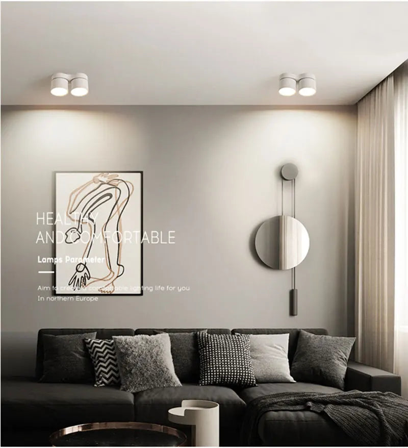 Foldable COB LED Surface Mounted Downlights Dimmable Ceiling Lamps 15W/18W/42W Nordic Spot Lights for Livingroom Foyer Bedroom