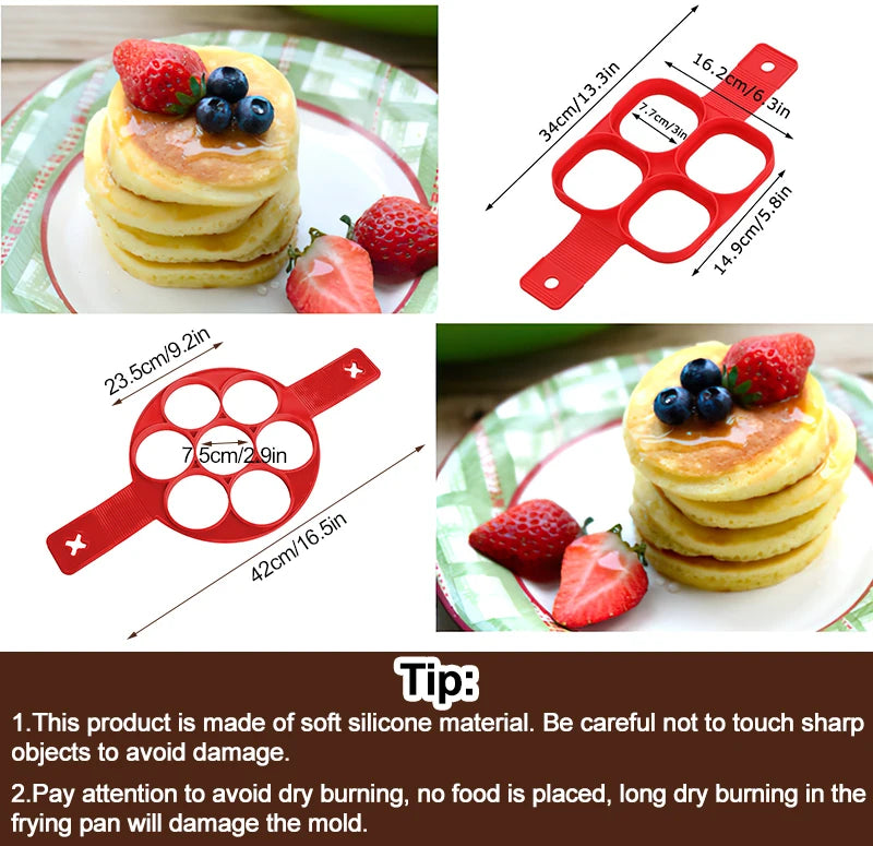 Egg Pancake Ring Nonstick Pancake Maker Mold Silicone Egg Cooker Fried Egg Shaper Omelet Moulds for Kitchen Baking Accessories