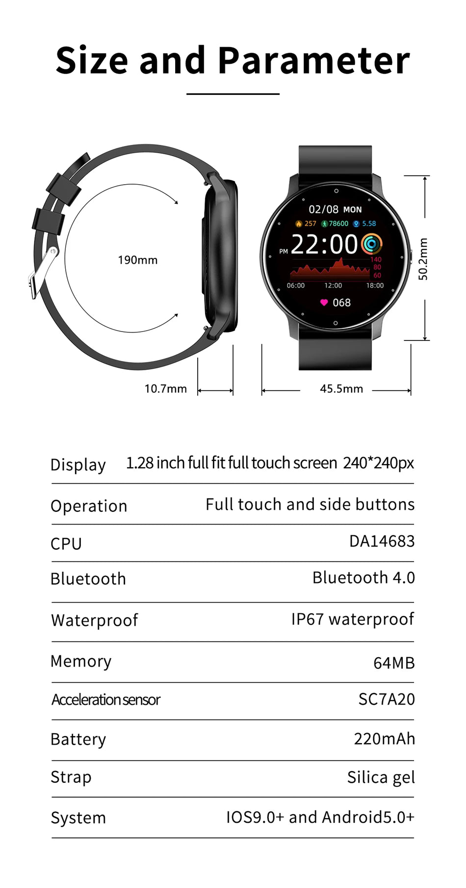 LIGE 2026 Smart watch Ladies Full touch Screen Sports Fitness watch IP67 waterproof Bluetooth For Android iOS Smart watch Female