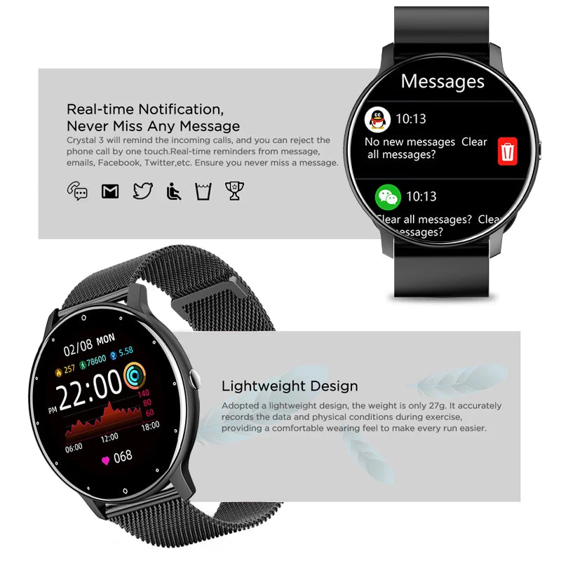 LIGE 2026 Smart watch Ladies Full touch Screen Sports Fitness watch IP67 waterproof Bluetooth For Android iOS Smart watch Female