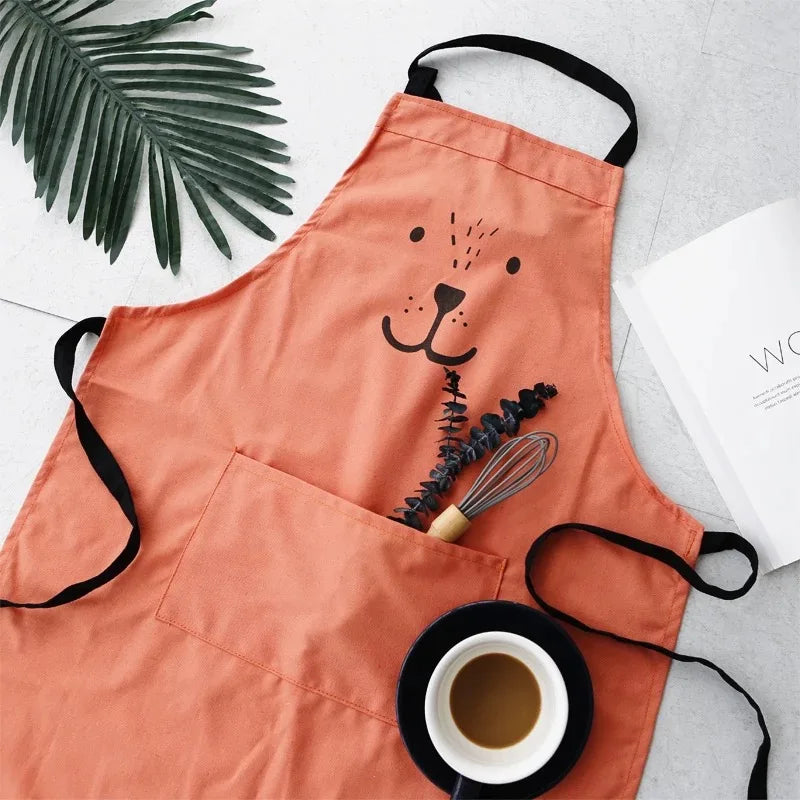 Cartoon Bear Kids Adult Aprons Woman kitchen apron BBQ Bib Baking Parent Child Painting Interest class Apron Home Cleaning Tools