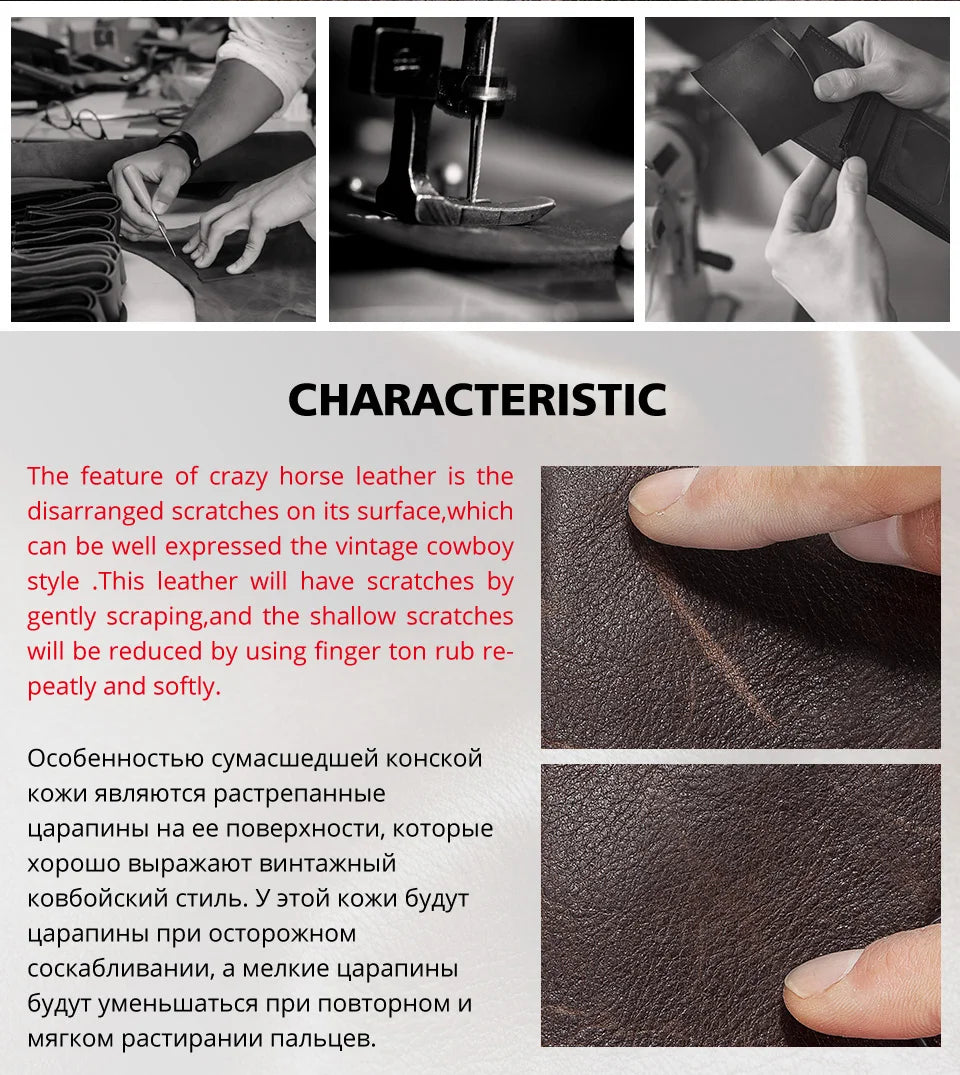 BULLCAPTAIN 100% Genuine Leather Men's Rfid Wallet Multifunctional Storage Bag Coin Purse Wallet Card Case