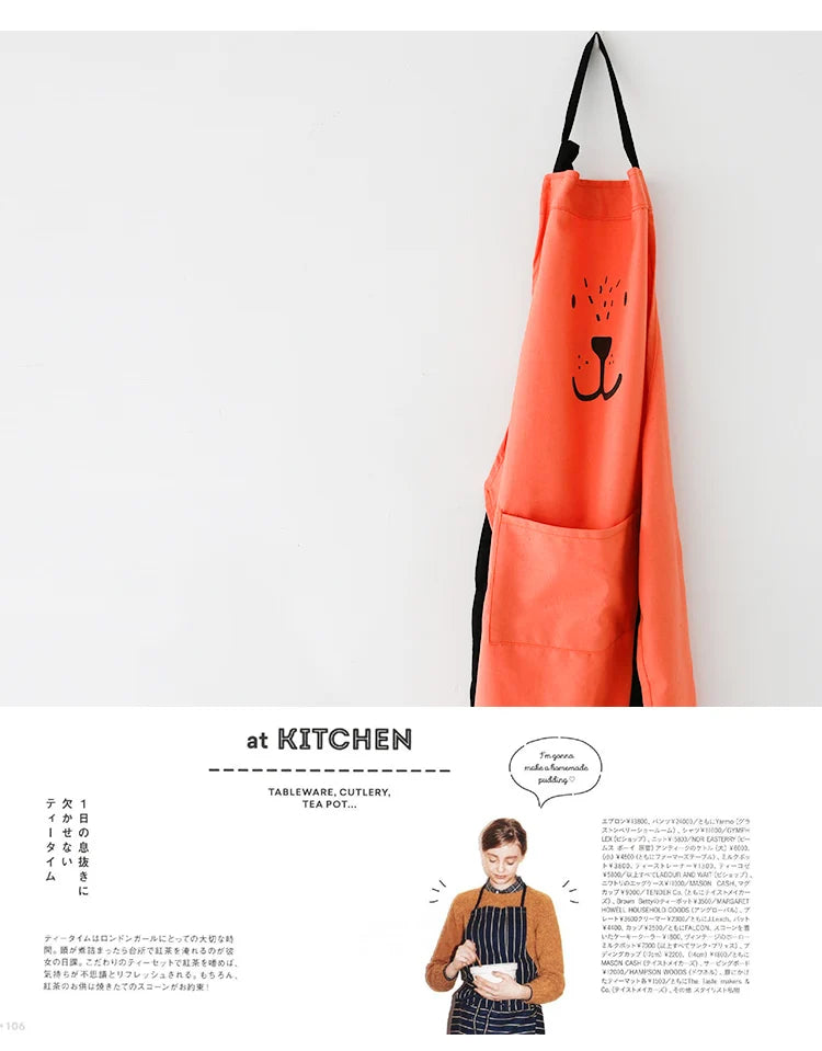 Cartoon Bear Kids Adult Aprons Woman kitchen apron BBQ Bib Baking Parent Child Painting Interest class Apron Home Cleaning Tools