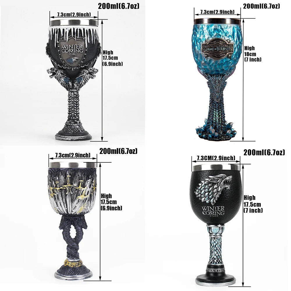 GOT Mug Goblet Stainless Steel Resin 3D Beer Tankard Wine Glass Mugs 600ml 400ml 200ml Party Drinkware Decoration Christmas Gift