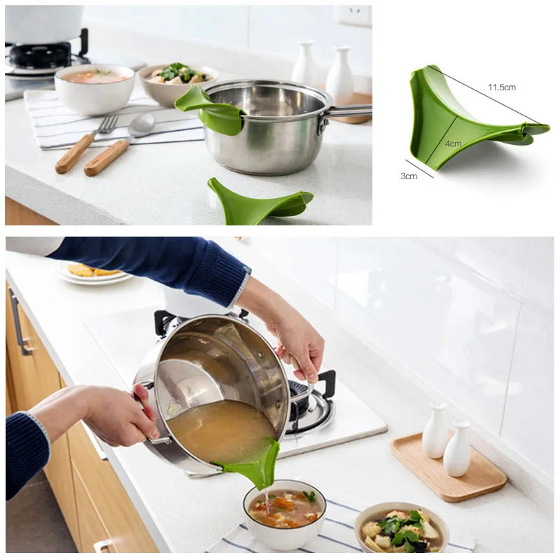 LMETJMA Slip On Pour Spout Silicone Clip On Single Pouring Pour Spout Slip On Mess Free for Pots Pans and Bowls PY0017