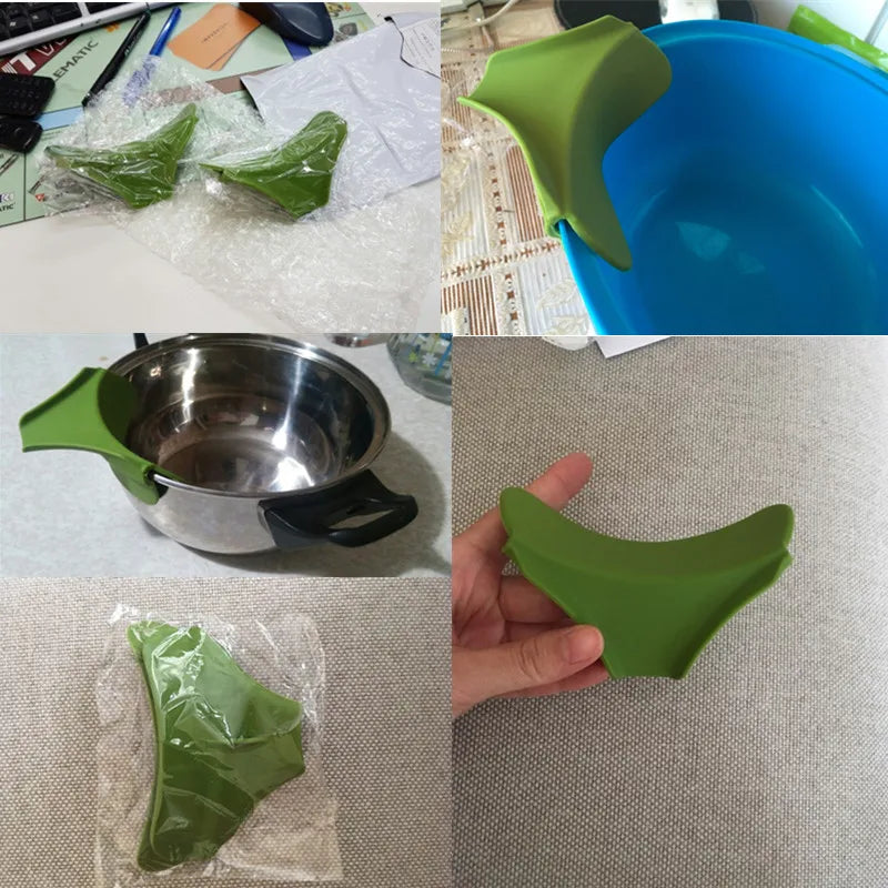 LMETJMA Slip On Pour Spout Silicone Clip On Single Pouring Pour Spout Slip On Mess Free for Pots Pans and Bowls PY0017