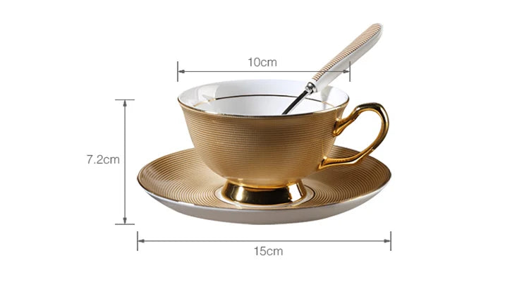 Europe Bone China Coffee Cup Saucer Spoon Set 200ml Luxury Ceramic Mug Top-grade Porcelain Tea Cup Cafe Teaware Party Drinkware