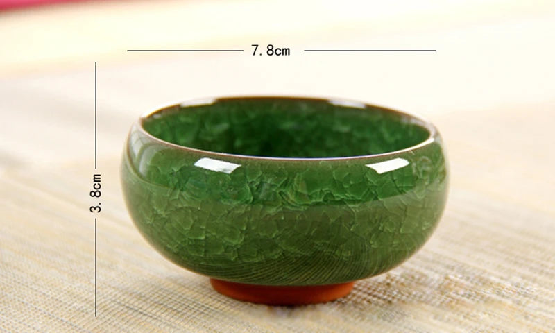 Chinese Porcelain Teacup Sets, Ceramic Double Fish China Tea Cup,Kung Fu TeaCup Set, Crackle Glaze, Travel Tea Bowl