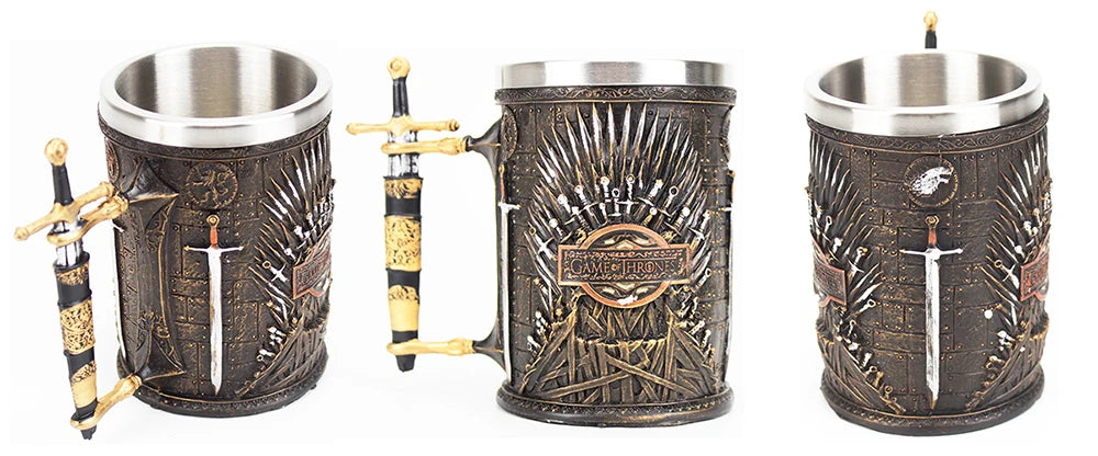 GOT Mug Goblet Stainless Steel Resin 3D Beer Tankard Wine Glass Mugs 600ml 400ml 200ml Party Drinkware Decoration Christmas Gift
