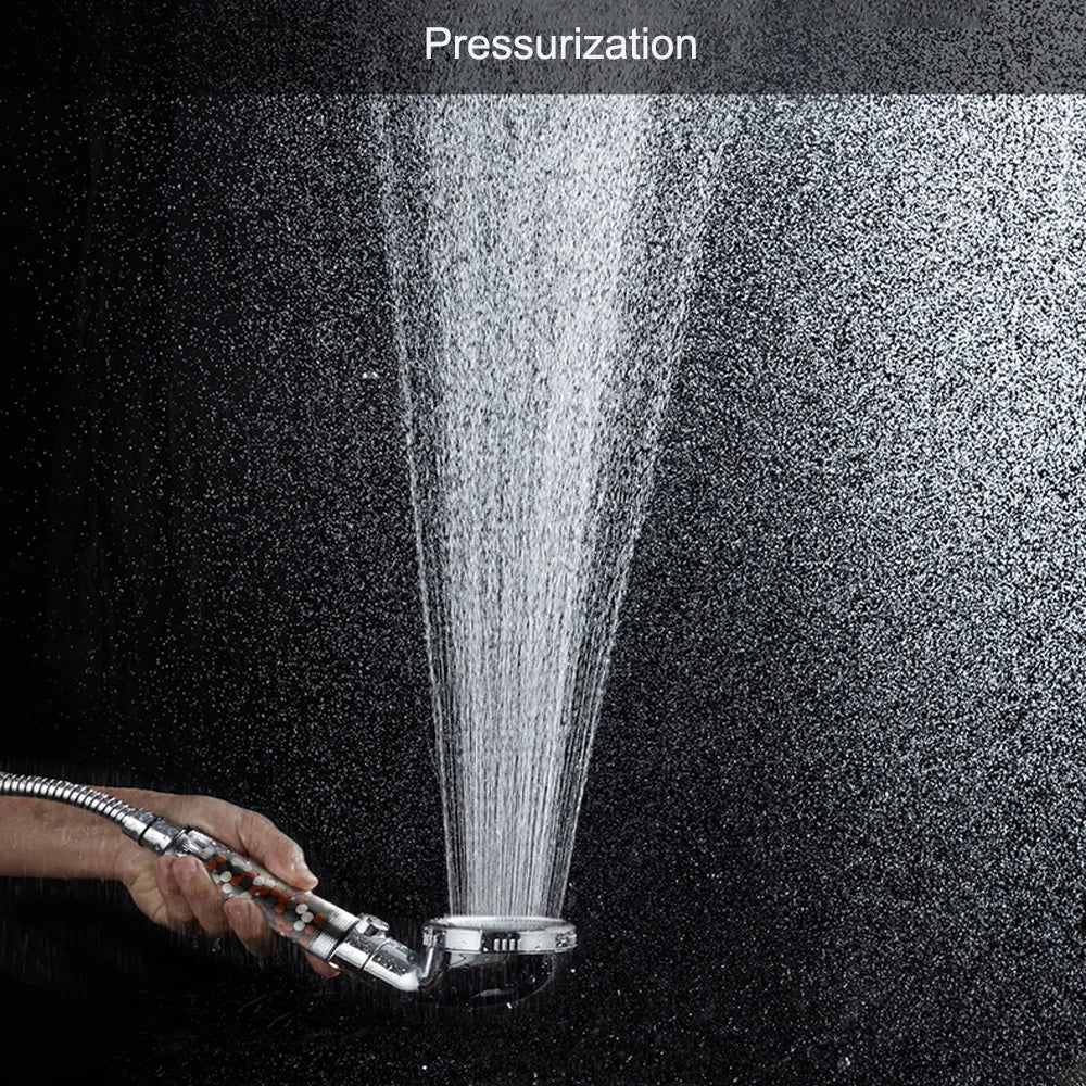 Mineral Balls 3 Modes High Pressure Shower Head with On/Off Switch Filter Water Saving Handheld Showerheads Bathroom Accessories