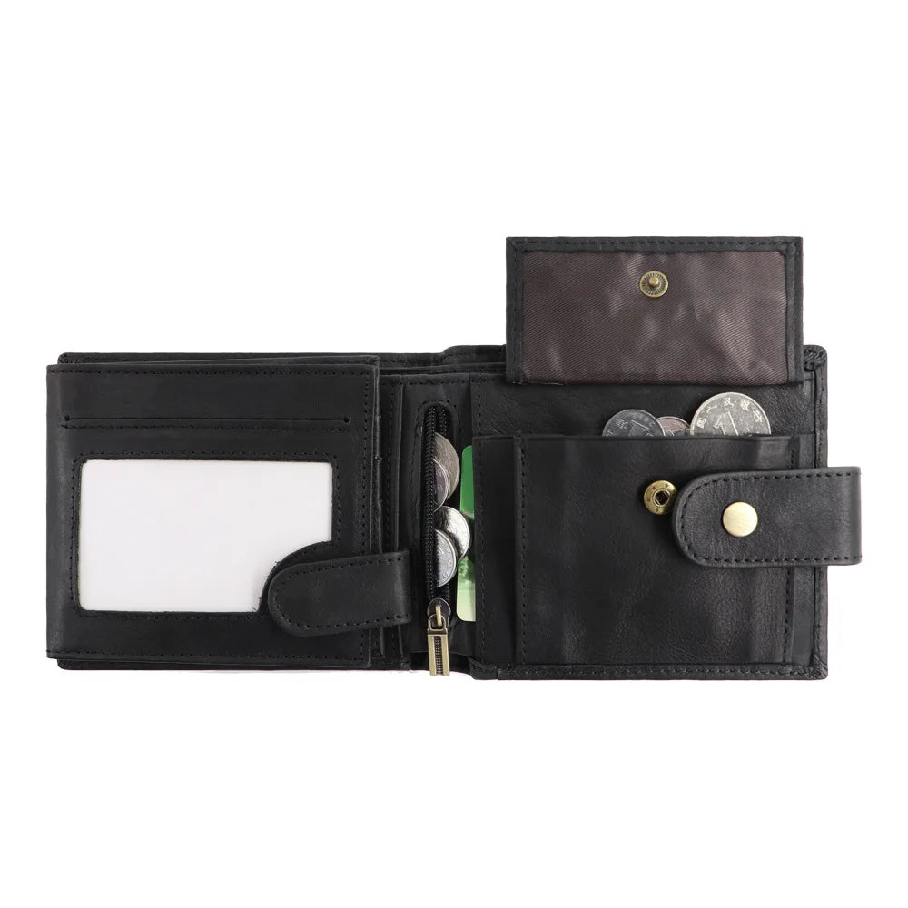 Men's Wallet Rfid Vintage Genuine Leather Wallets for Men Credit Card Holder Purse Money Bag Wallet Man
