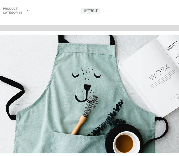 Cartoon Bear Kids Adult Aprons Woman kitchen apron BBQ Bib Baking Parent Child Painting Interest class Apron Home Cleaning Tools