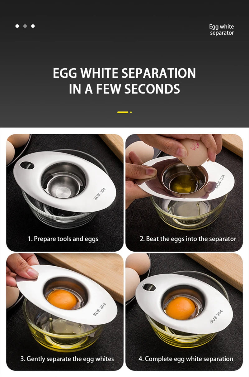 Stainless Steel Egg White Separator Tools Eggs Yolk Filter Gadgets Kitchen Accessories Separating Funnel Spoon Egg Divider Tool