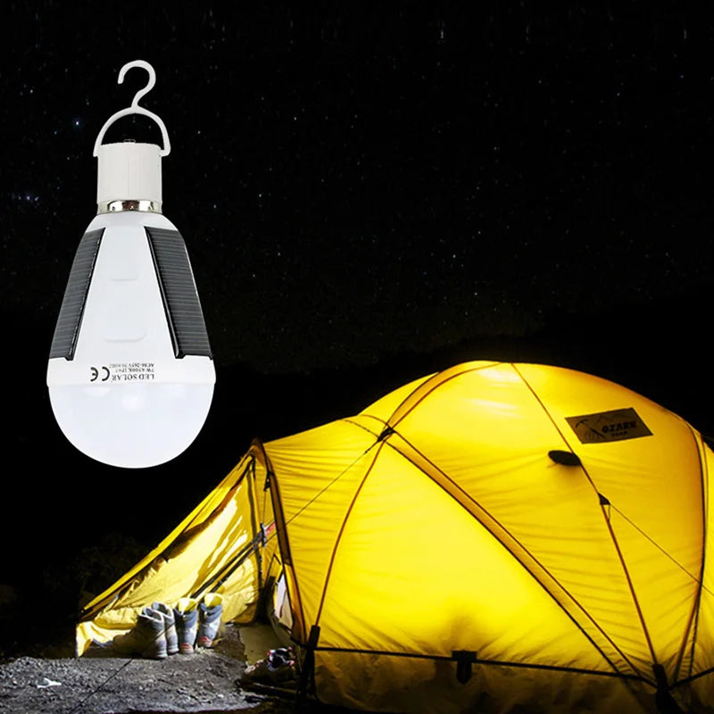 E27 Rechargeable LED Solar Bulb Lamp 7W 12W 85V-265V Outdoor Emergency Solar Powered Bulb Travel Fishing Camping Light Tent lamp