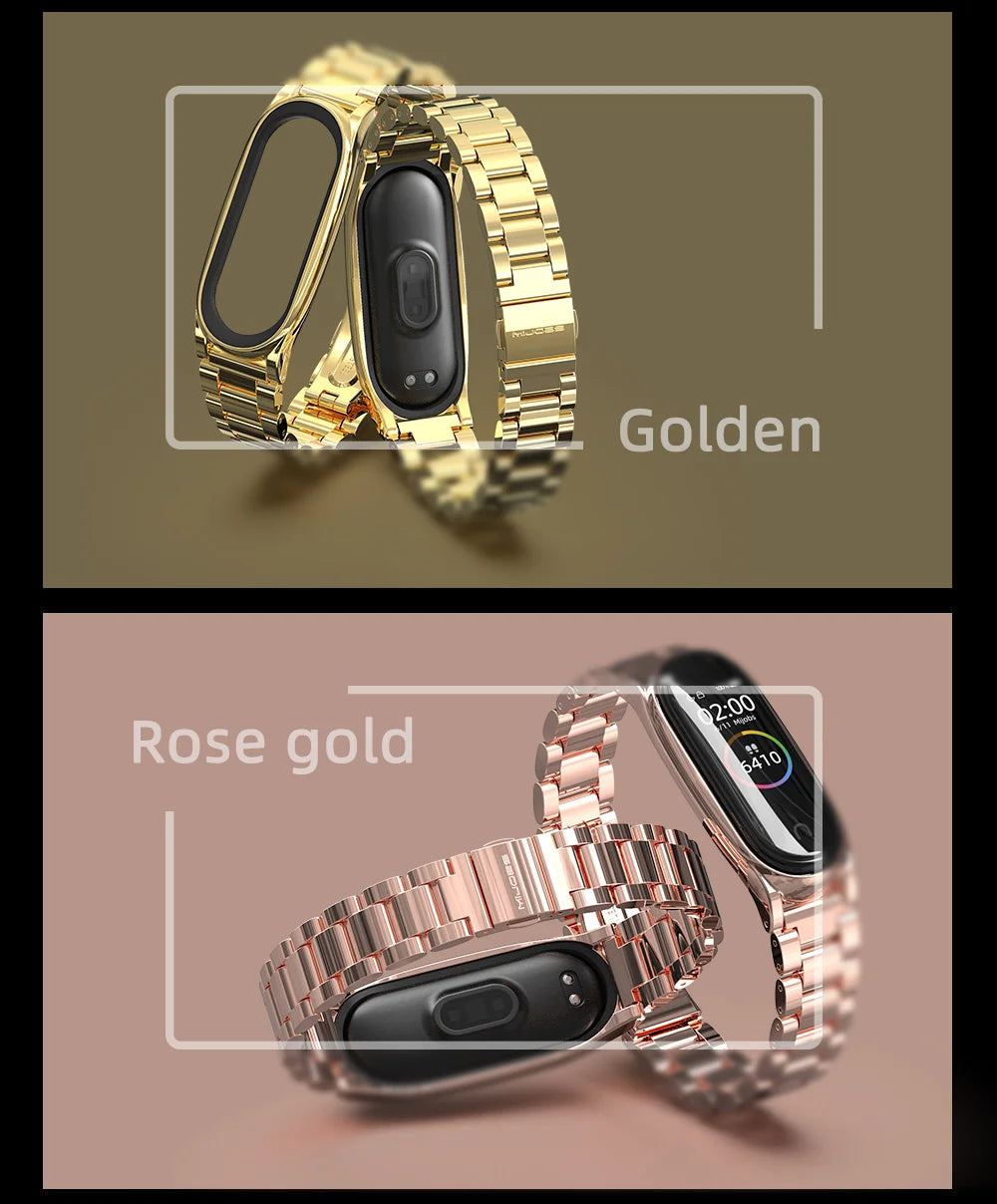Metal Strap for Mi Band 10 9 8 7 6 5 Stainless Bracelet for Xiao mi Mi Band 9 Strap for Mi Band 8 Mi Band 7 Wristband