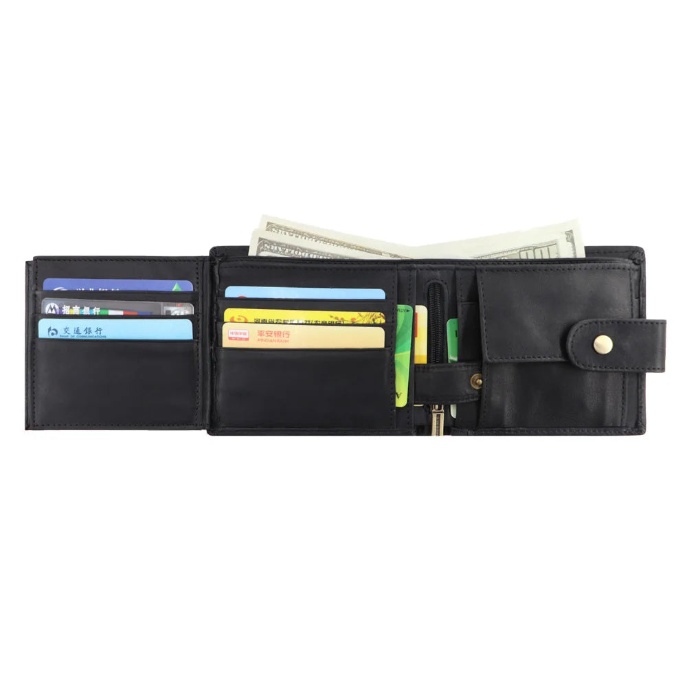 Men's Wallet Rfid Vintage Genuine Leather Wallets for Men Credit Card Holder Purse Money Bag Wallet Man