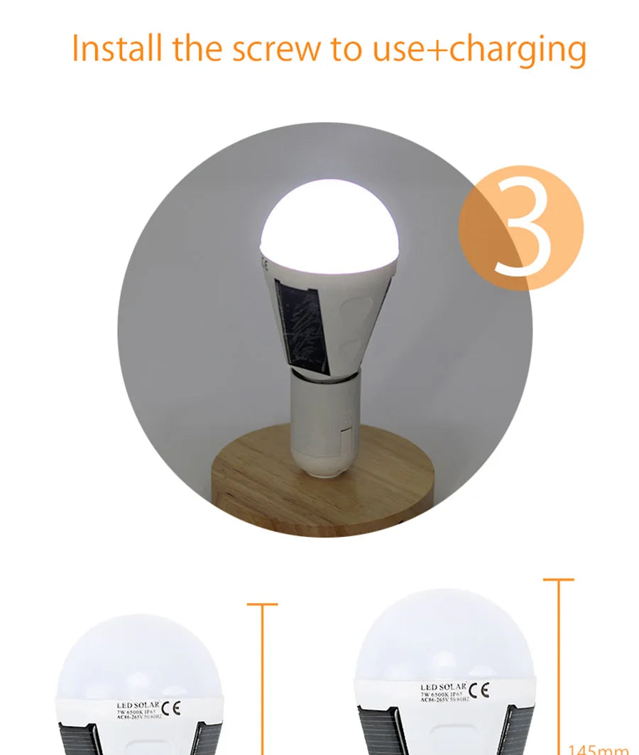 E27 Rechargeable LED Solar Bulb Lamp 7W 12W 85V-265V Outdoor Emergency Solar Powered Bulb Travel Fishing Camping Light Tent lamp
