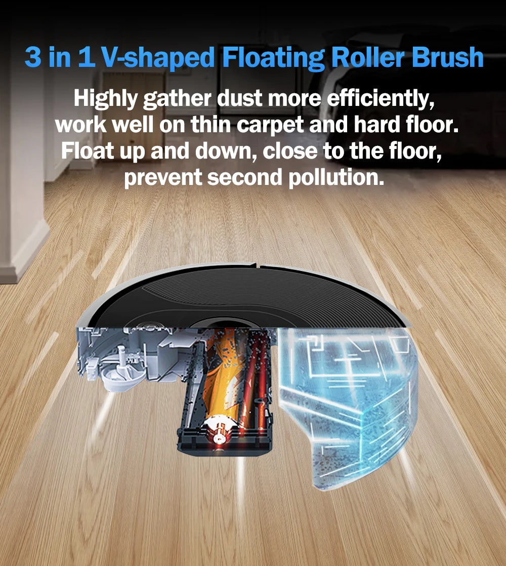 Robot Vacuum Cleaner ABIR X6 ,Visual Navigation,APP Virtual Barrier,6000PA Suction,Smart Home Mop,Floor Carpet Washing Tool