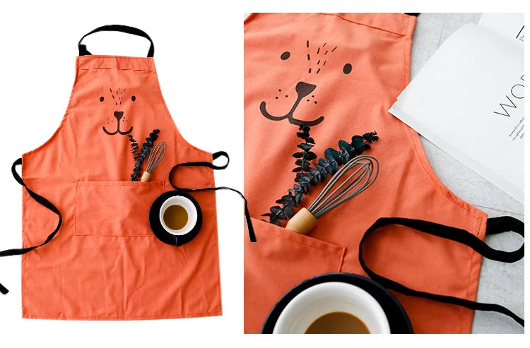 Cartoon Bear Kids Adult Aprons Woman kitchen apron BBQ Bib Baking Parent Child Painting Interest class Apron Home Cleaning Tools