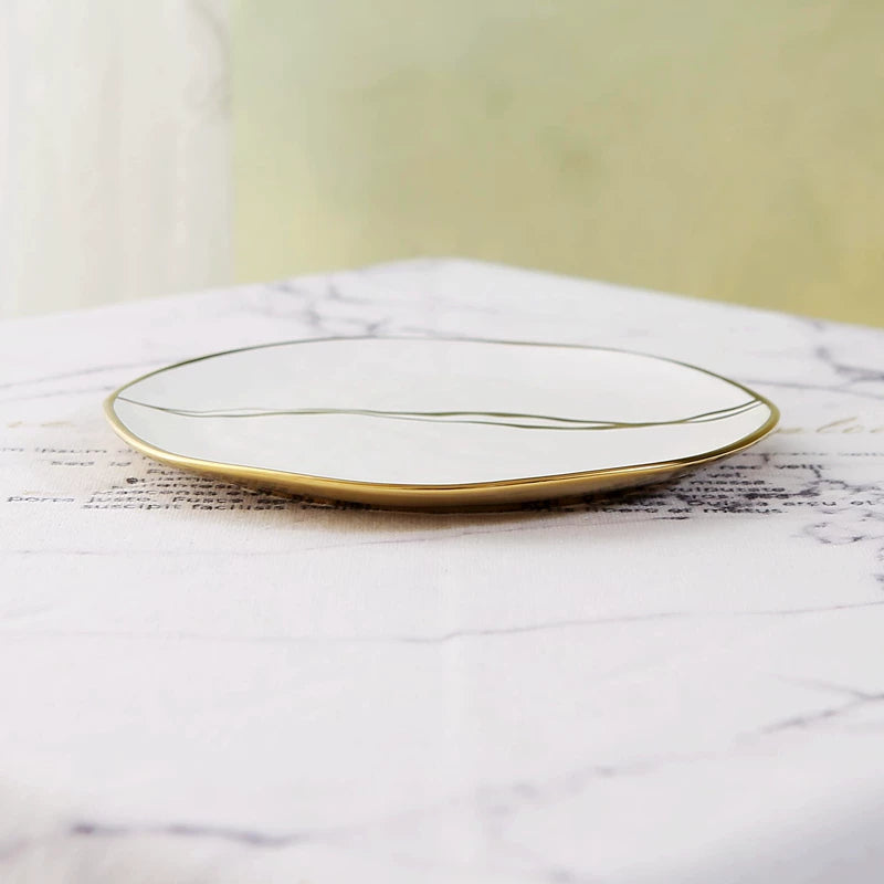 European style gold-plated ceramic Western food plate, hotel Western restaurant, home fruit pastry plate