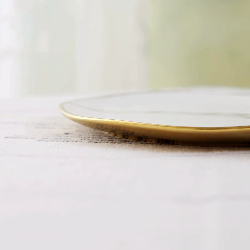 European style gold-plated ceramic Western food plate, hotel Western restaurant, home fruit pastry plate