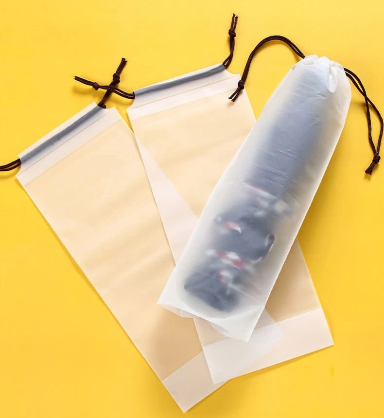 Umbrella Storage Bag Translucent Plastic Waterproof Anti-dirty Umbrella Cover Reusable Portable Drawstring Bags Home Storage