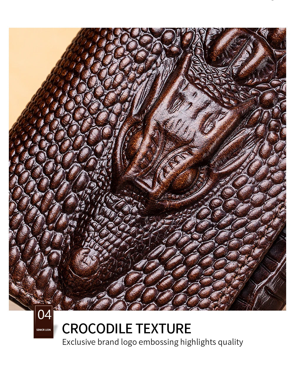100%Leather men's wallet, leather short multi card bag, leather men's wallet, crocodile patterned wallet