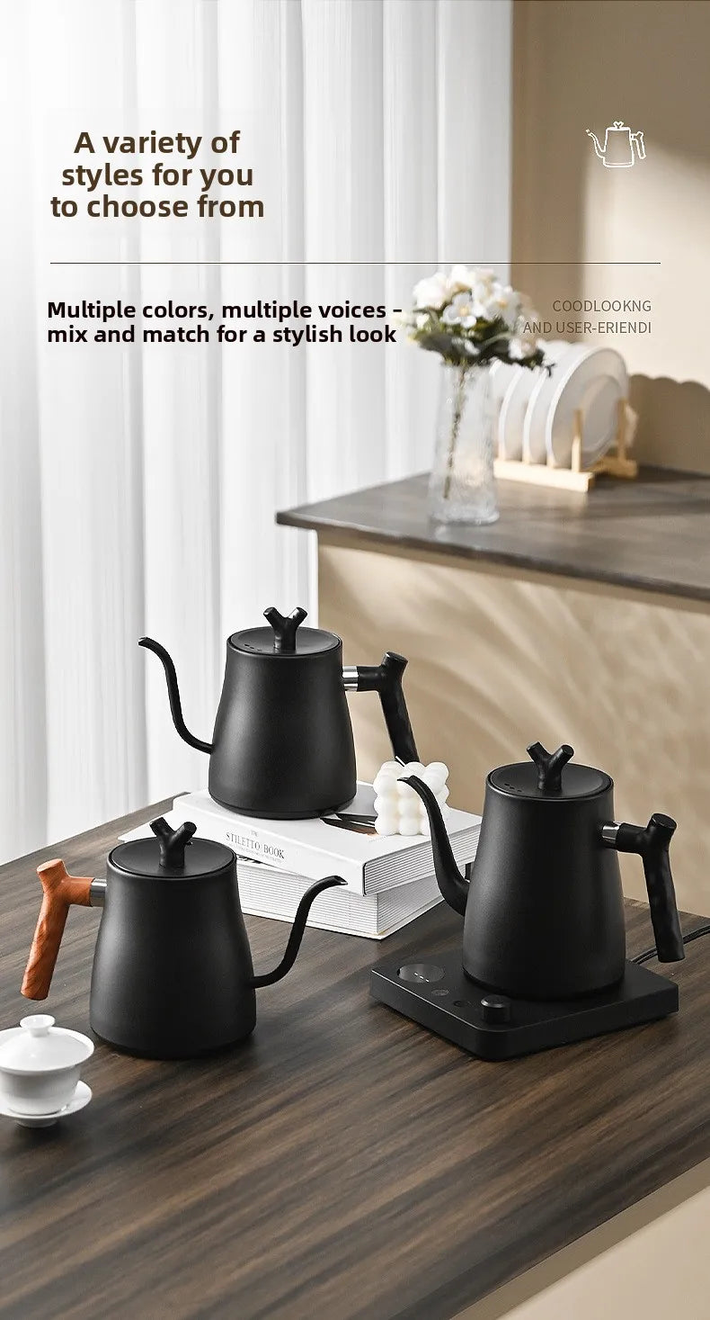 1000ML Stainless Steel Gooseneck Electric Kettle with Digital Temperature Control for Precise Brewing of Coffee and Tea